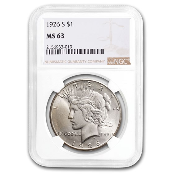 1926-S Peace Dollar MS-63 NGC 1926-S Peace Dollar MS-63 NGC